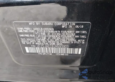 2018 Subaru Forester 2.5I Premium z USA, uszkodzony, nr VIN JF2SJAEC8JH593903